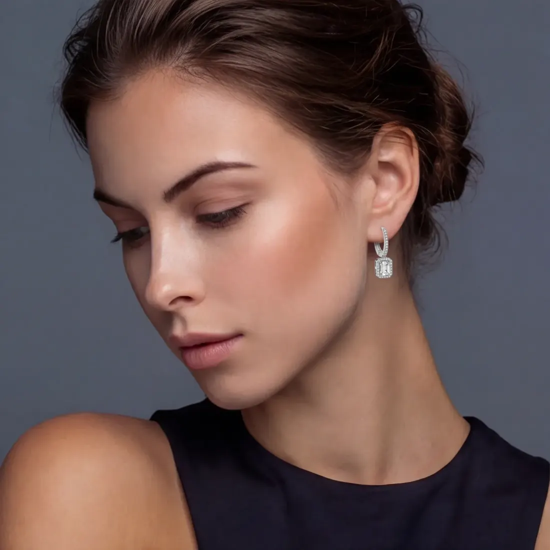 Emerald Cut Moissanite Drops, 1 Ct Gift for Her — photo 6