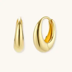 Golden Era Huggie Hoops: 14K Gold Gift for Her thumbnail 1