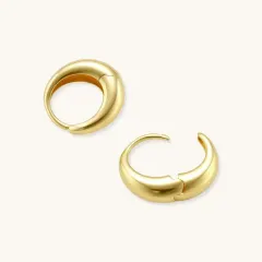 Golden Era Huggie Hoops: 14K Gold Gift for Her thumbnail 4