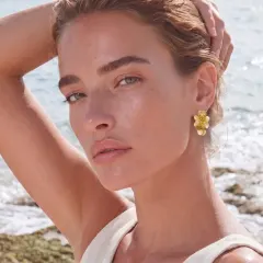 Golden Bloom Double Earrings | 14K Gold Plated Gift for Her thumbnail 4