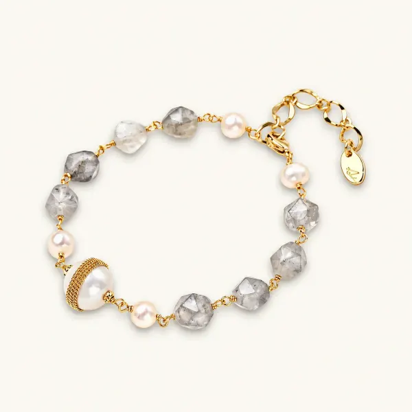 Baroque Pearl Crystal Bracelet, Gold Plated Gift for Her