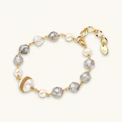 Baroque Pearl Crystal Bracelet, Gold Plated Gift for Her thumbnail 1