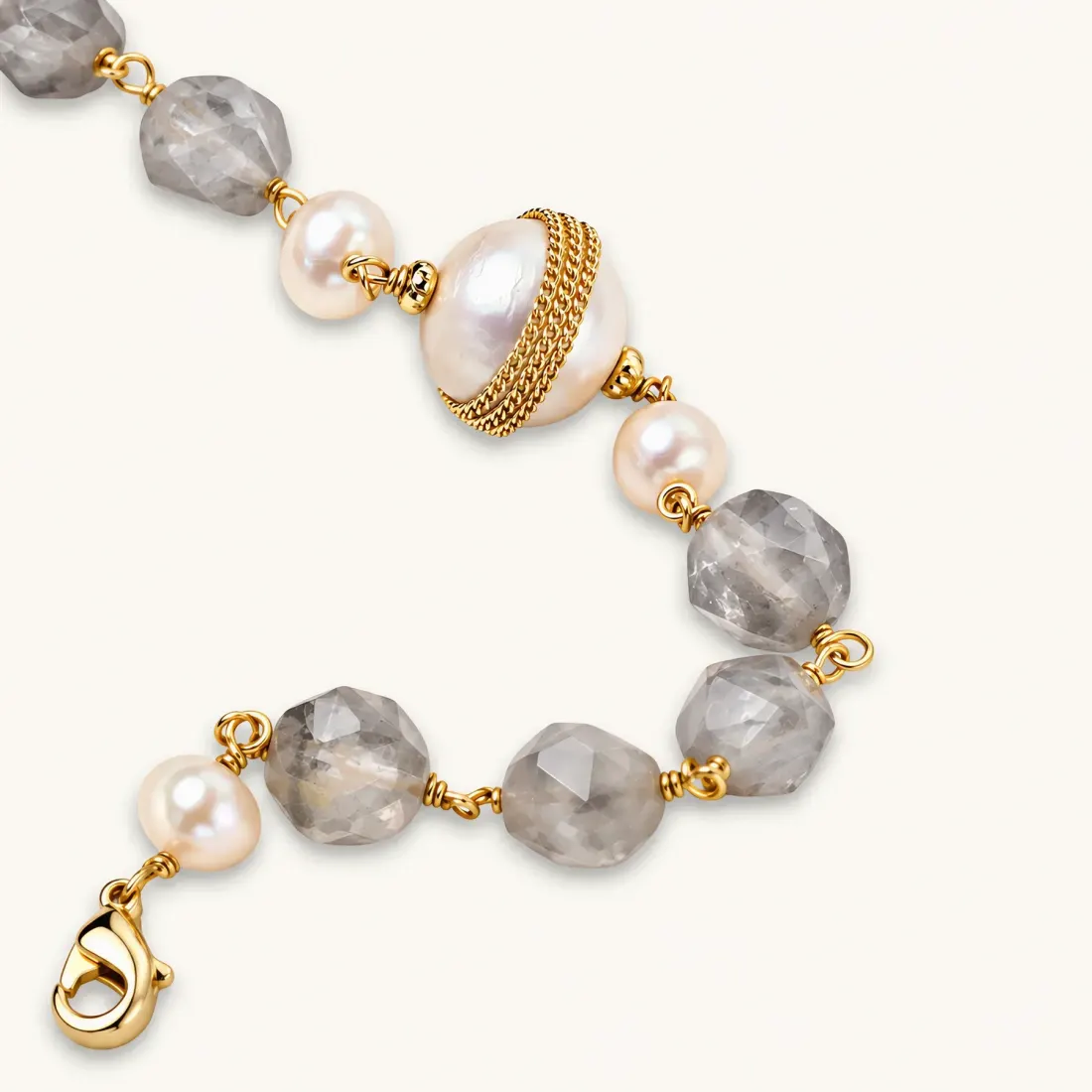Baroque Pearl Crystal Bracelet, Gold Plated Gift for Her — photo 2