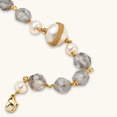 Baroque Pearl Crystal Bracelet, Gold Plated Gift for Her thumbnail 2
