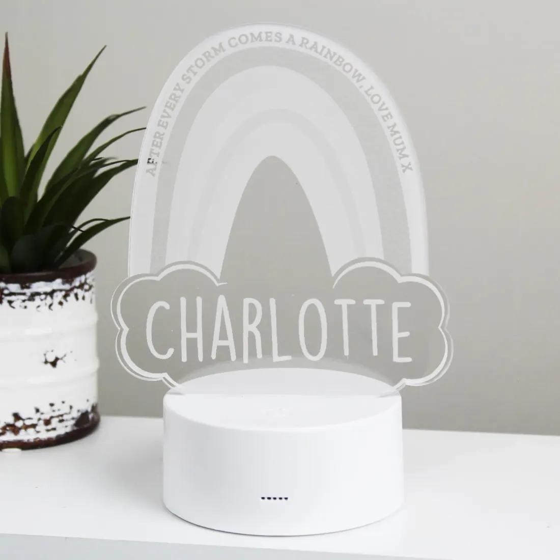 Personalised Rainbow Night Light, Custom Engraved Colour Changing LED Nursery Lamp — photo 5