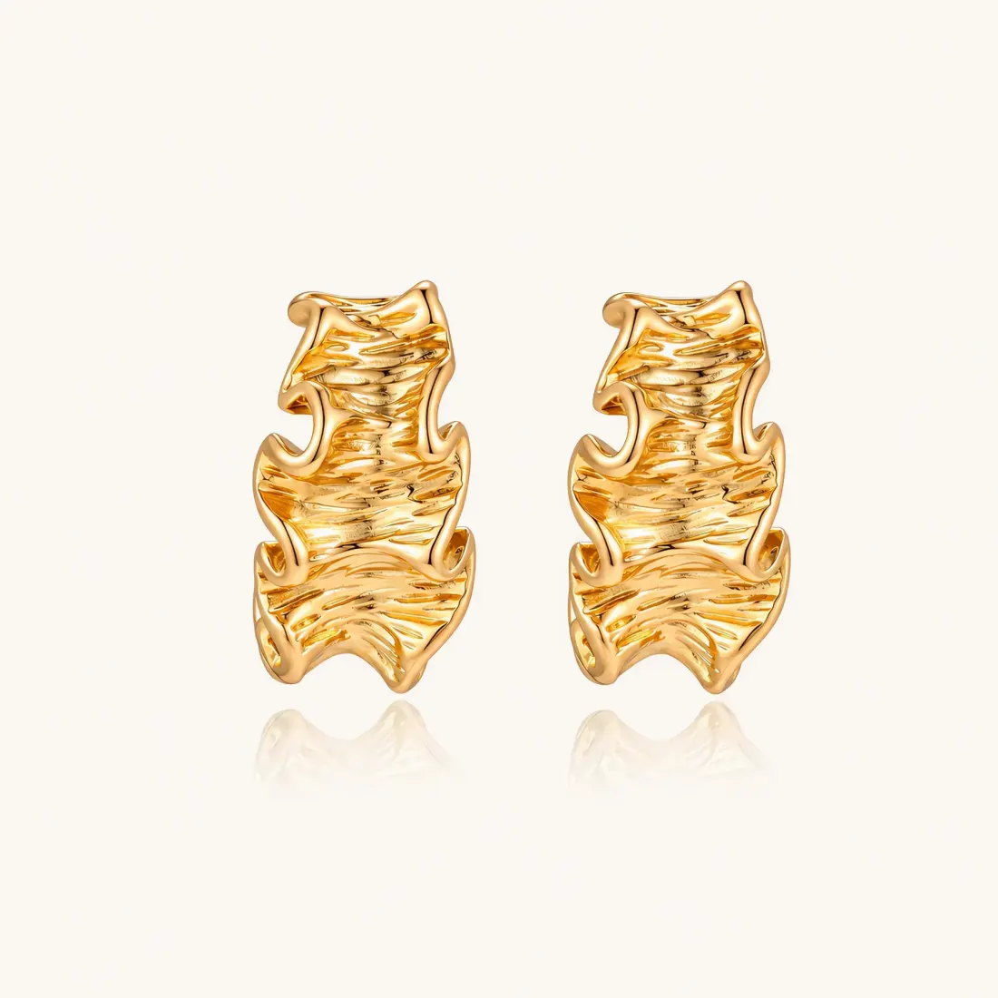 Wave Flow Hoops 18K Gold Earrings, a Unique Gift for Her — photo 2