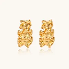 Wave Flow Hoops 18K Gold Earrings, a Unique Gift for Her thumbnail 2