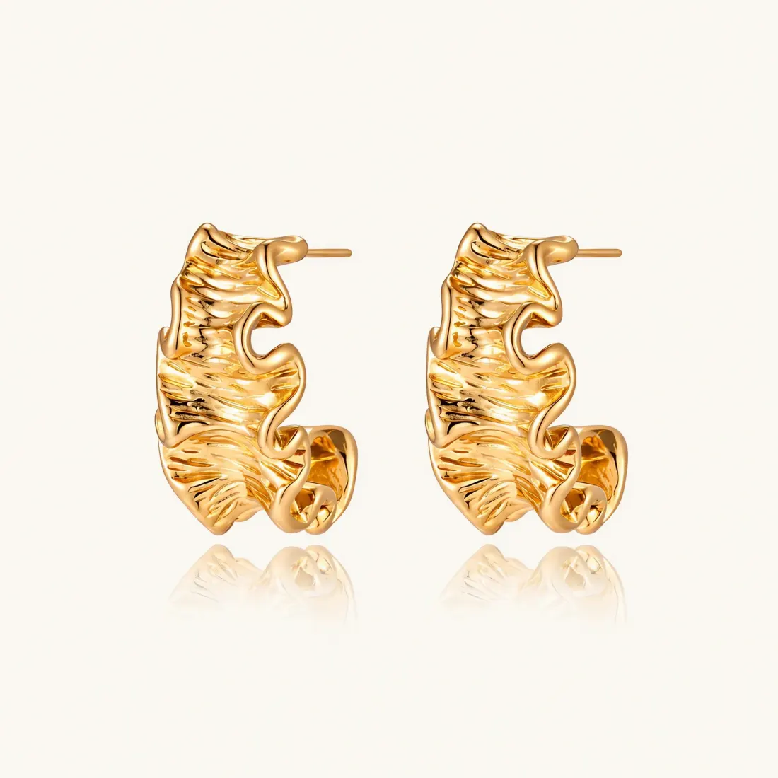 Wave Flow Hoops 18K Gold Earrings, a Unique Gift for Her — photo 4