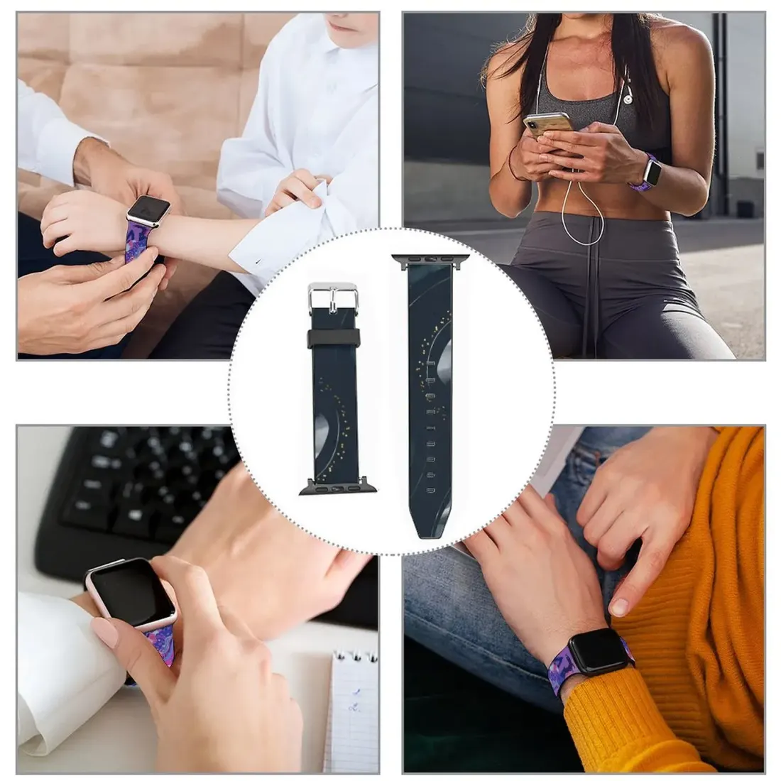 Personalized Apple Watch Band 38mm 40mm, Custom Photo PU Leather Strap — photo 3