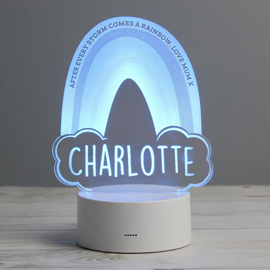Personalised Rainbow Night Light, Custom Engraved Colour Changing LED Nursery Lamp — photo 6