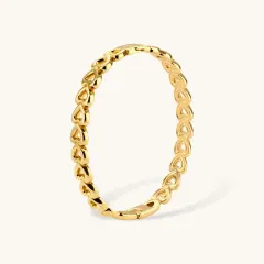 Linked Hearts Bangle, 18K Gold Gift for Her thumbnail 2