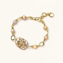 Baroque Pearl Bloom Bracelet, Unique Gift for Her thumbnail 1