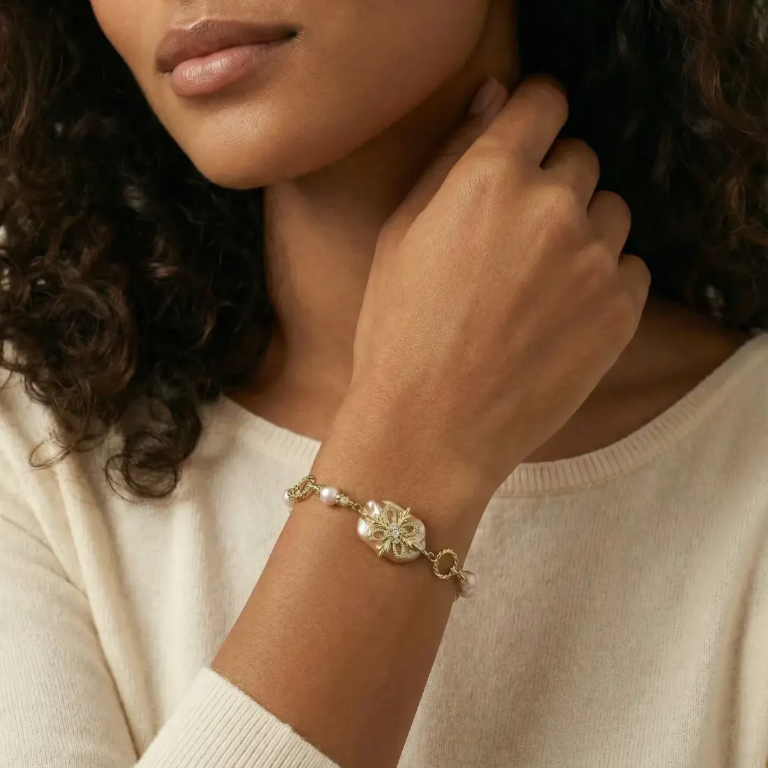 Baroque Pearl Bloom Bracelet, Unique Gift for Her — photo 7