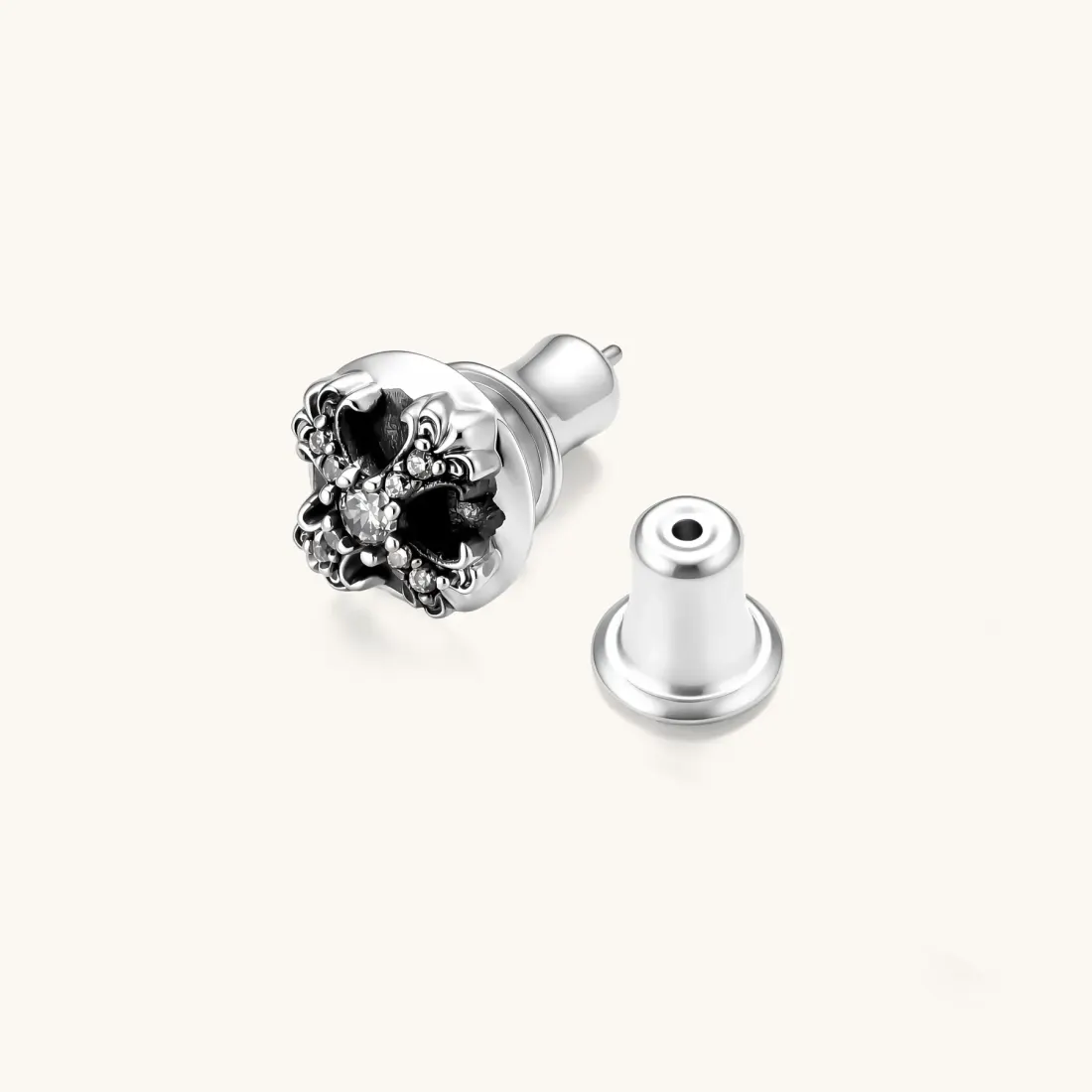 Dark Bloom Stud: Gothic Silver Gift for Him — photo 2