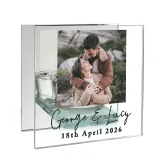 Personalised Photo Upload Mirrored Glass Tealight Holder, Custom Text Engraved Gifts thumbnail 6
