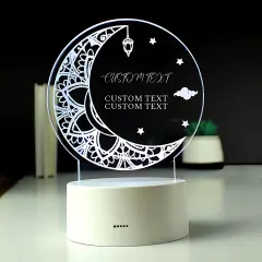 Personalised Ramadan LED Light, Custom Name Eid Moon Lamp, Acrylic Crescent Decor thumbnail 2