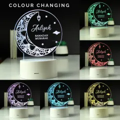 Personalised Ramadan LED Light, Custom Name Eid Moon Lamp, Acrylic Crescent Decor thumbnail 3