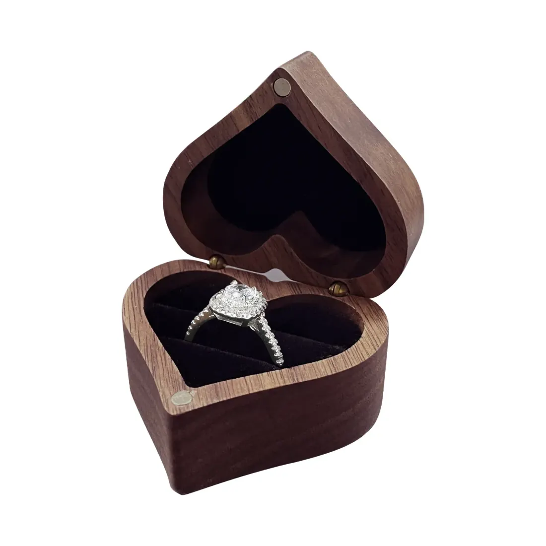 Personalized Heart Shaped Wooden Ring Box