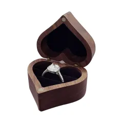 Personalized Heart Shaped Wooden Ring Box thumbnail 1
