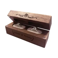 Custom Double Slot Wooden Ring Box thumbnail 1