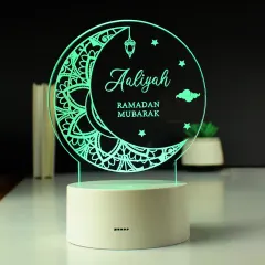Personalised Ramadan LED Light, Custom Name Eid Moon Lamp, Acrylic Crescent Decor thumbnail 4