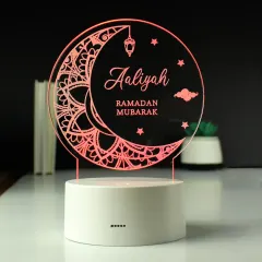 Personalised Ramadan LED Light, Custom Name Eid Moon Lamp, Acrylic Crescent Decor thumbnail 5