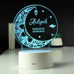 Personalised Ramadan LED Light, Custom Name Eid Moon Lamp, Acrylic Crescent Decor thumbnail 6