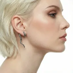 Serpent Spell Earrings: Gift for Her, White Gold Plated thumbnail 3