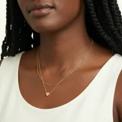 Layered Heart Necklace, 18K Gold Gift for Her thumbnail 4