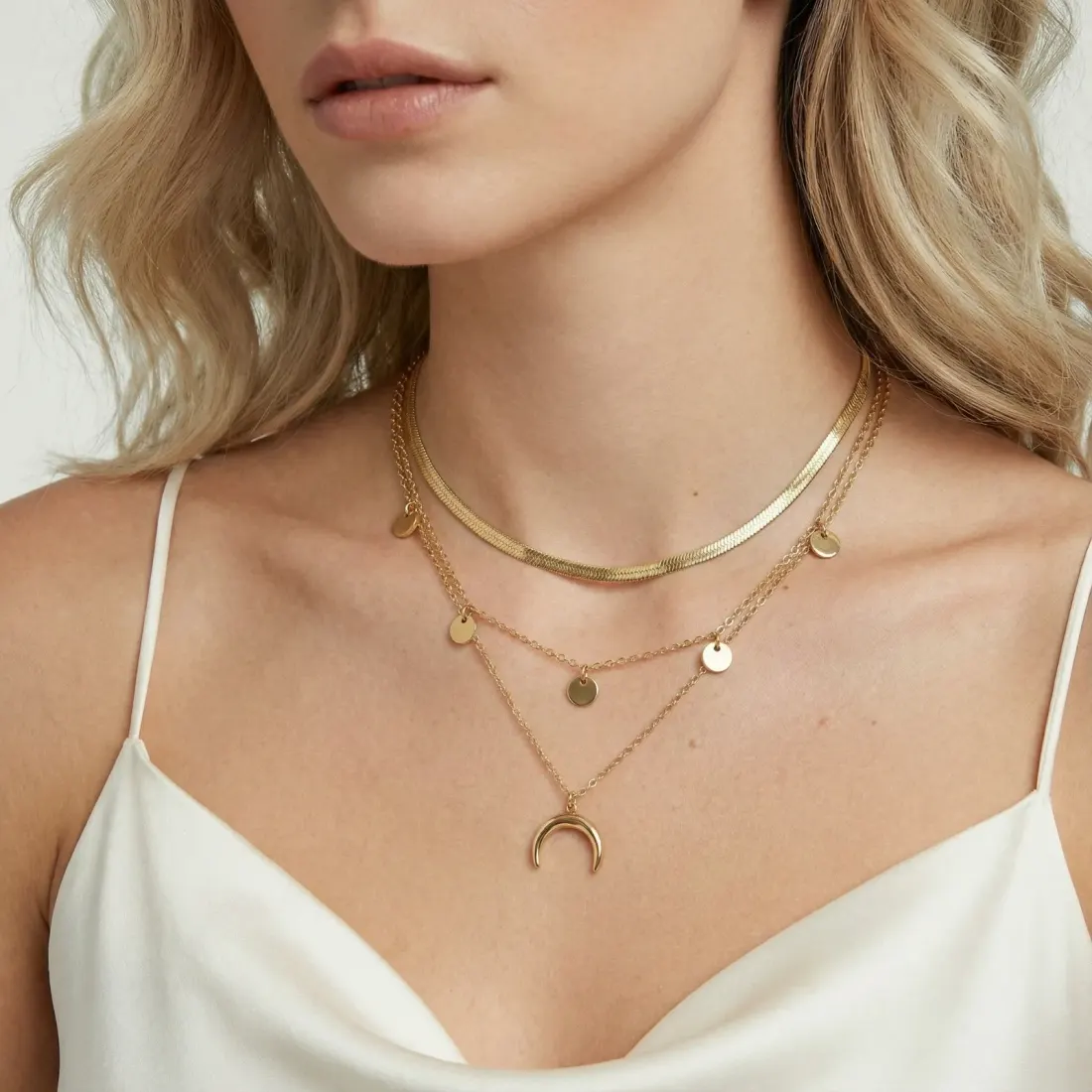 Golden Crescent Layer Set: Gold Necklace Gift for Her — photo 3