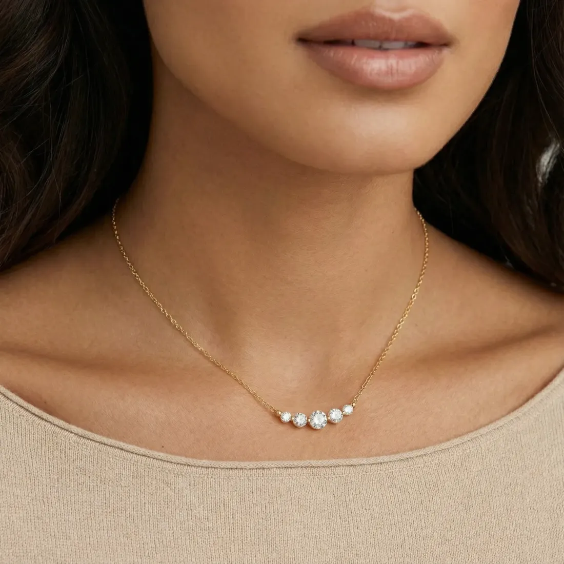 Golden Arc Necklace Gift for Her, 14K Gold Plated — photo 4