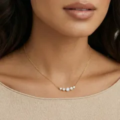 Golden Arc Necklace Gift for Her, 14K Gold Plated thumbnail 4