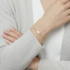 Sacred Cross Bracelet: 18K Gold Gift for Her thumbnail 4