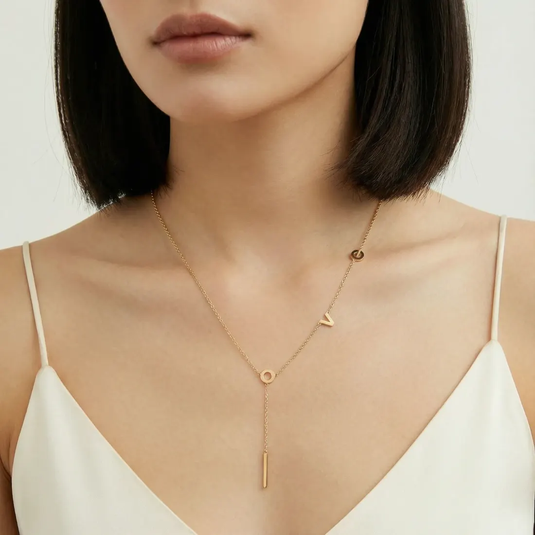 Love Letter Lariat Necklace, 18K Gold Gift for Her — photo 5