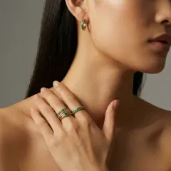 Emerald Energy Huggies: Waterproof Gift Earrings for Her thumbnail 6
