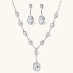 Celestial Cascade Set: White Gold Zirconia Gift for Her thumbnail 1