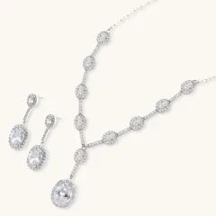 Celestial Cascade Set: White Gold Zirconia Gift for Her thumbnail 3