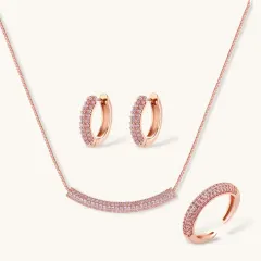 Pink Pavé Set: Rose Gold Zirconia Gift for Her thumbnail 1