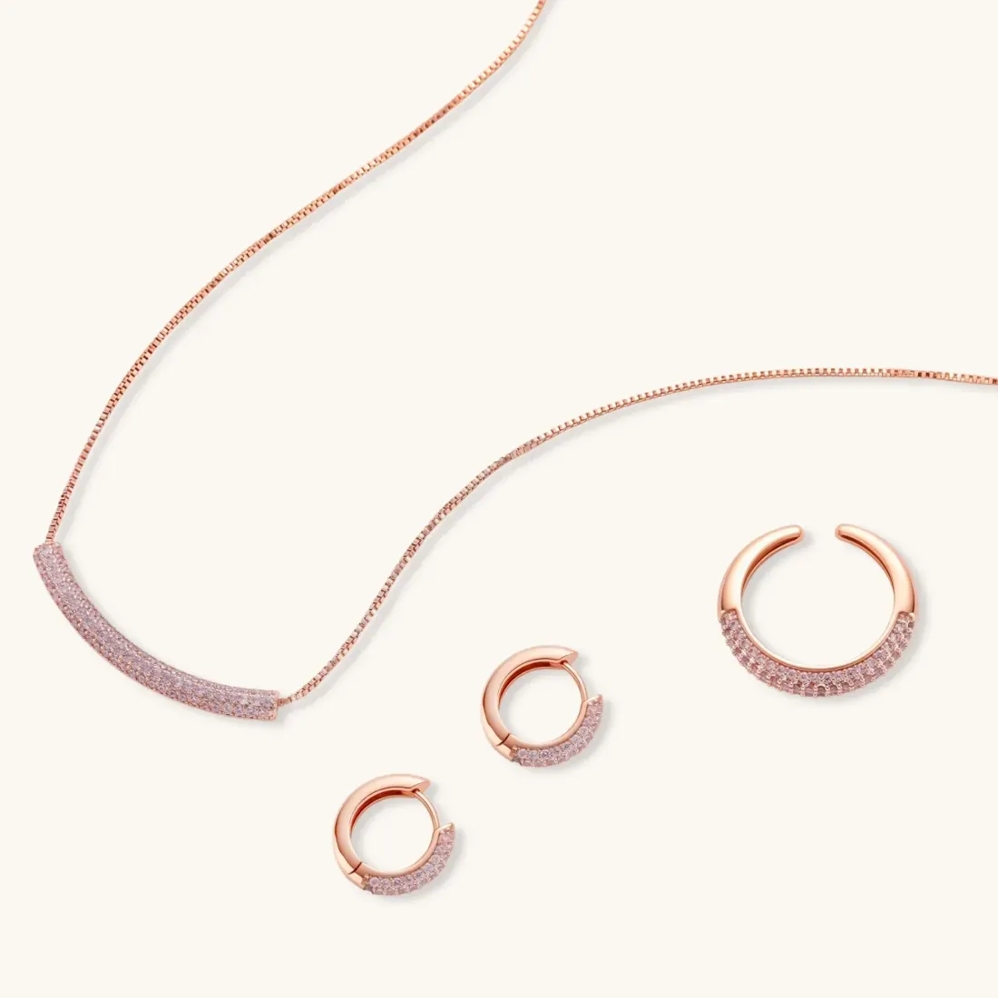 Pink Pavé Set: Rose Gold Zirconia Gift for Her — photo 2