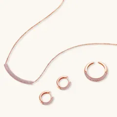 Pink Pavé Set: Rose Gold Zirconia Gift for Her thumbnail 2