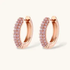 Pink Pavé Set: Rose Gold Zirconia Gift for Her thumbnail 3