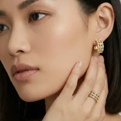 Lattice Dreams Hoops: Unique 14K Gold Earrings Gift thumbnail 7