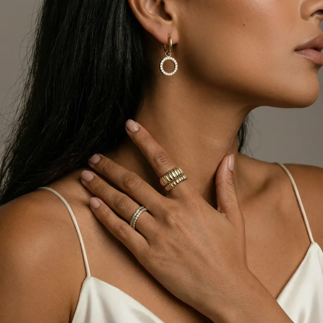 Halo Circle Hoops: 18K Gold Gift for Her — photo 7