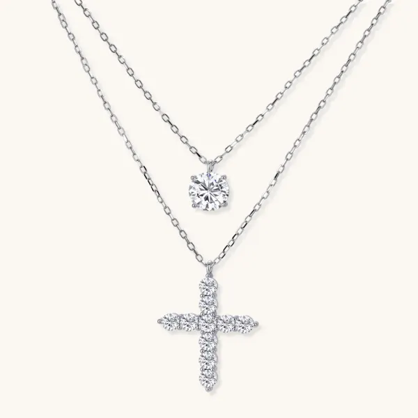 Layered Moissanite Necklace Set, 0.5 Ct Gift for Her