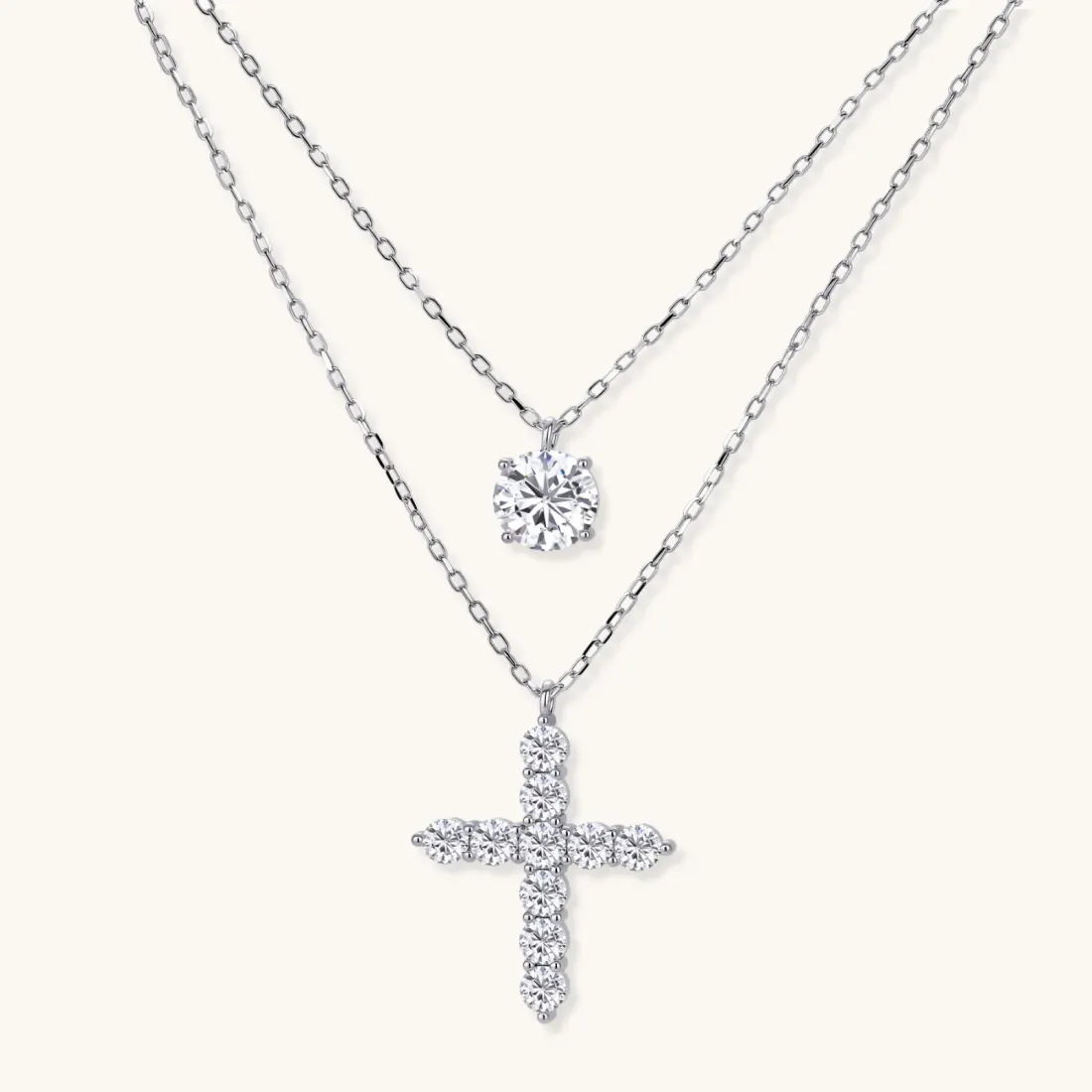Layered Moissanite Necklace Set, 0.5 Ct Gift for Her