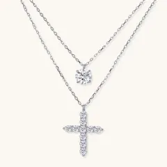 Layered Moissanite Necklace Set, 0.5 Ct Gift for Her thumbnail 1