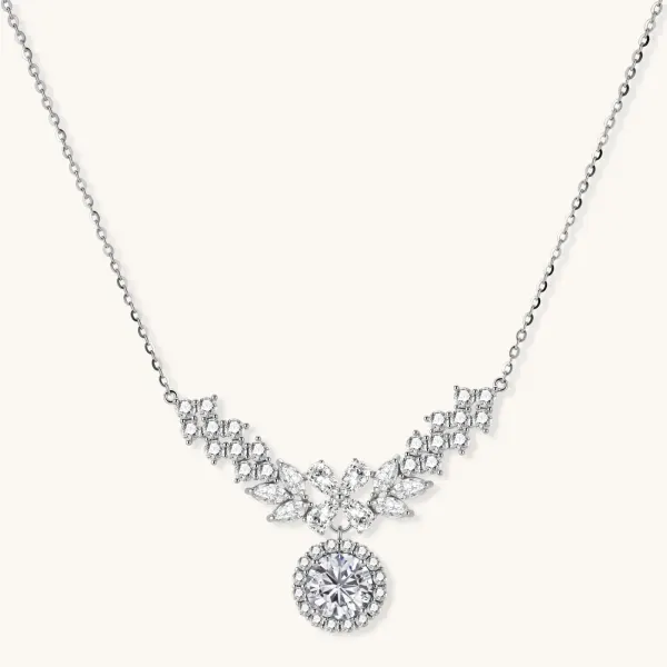 Celestial Wings Statement Necklace: Moissanite Gift for Her
