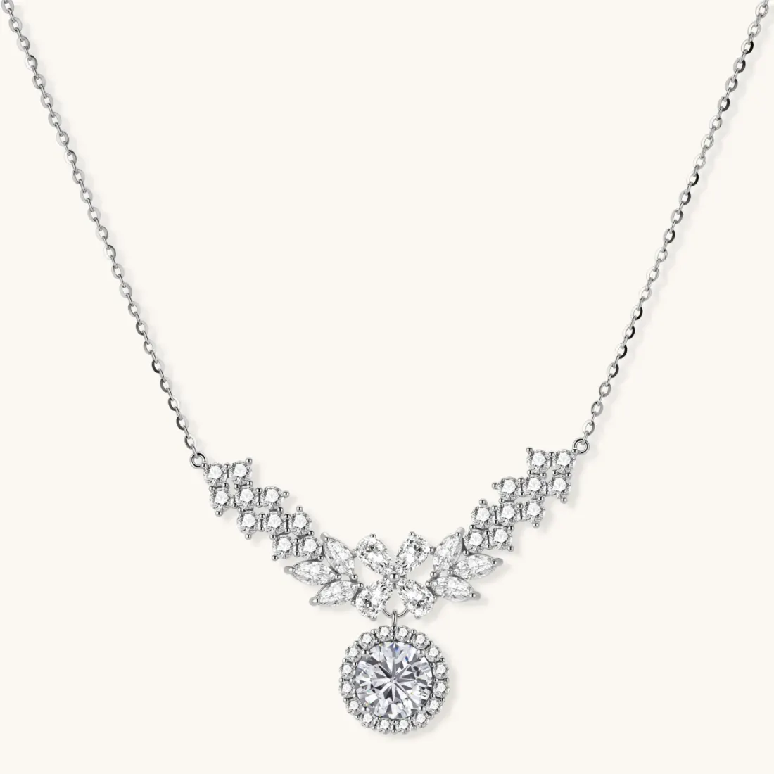 Celestial Wings Statement Necklace: Moissanite Gift for Her