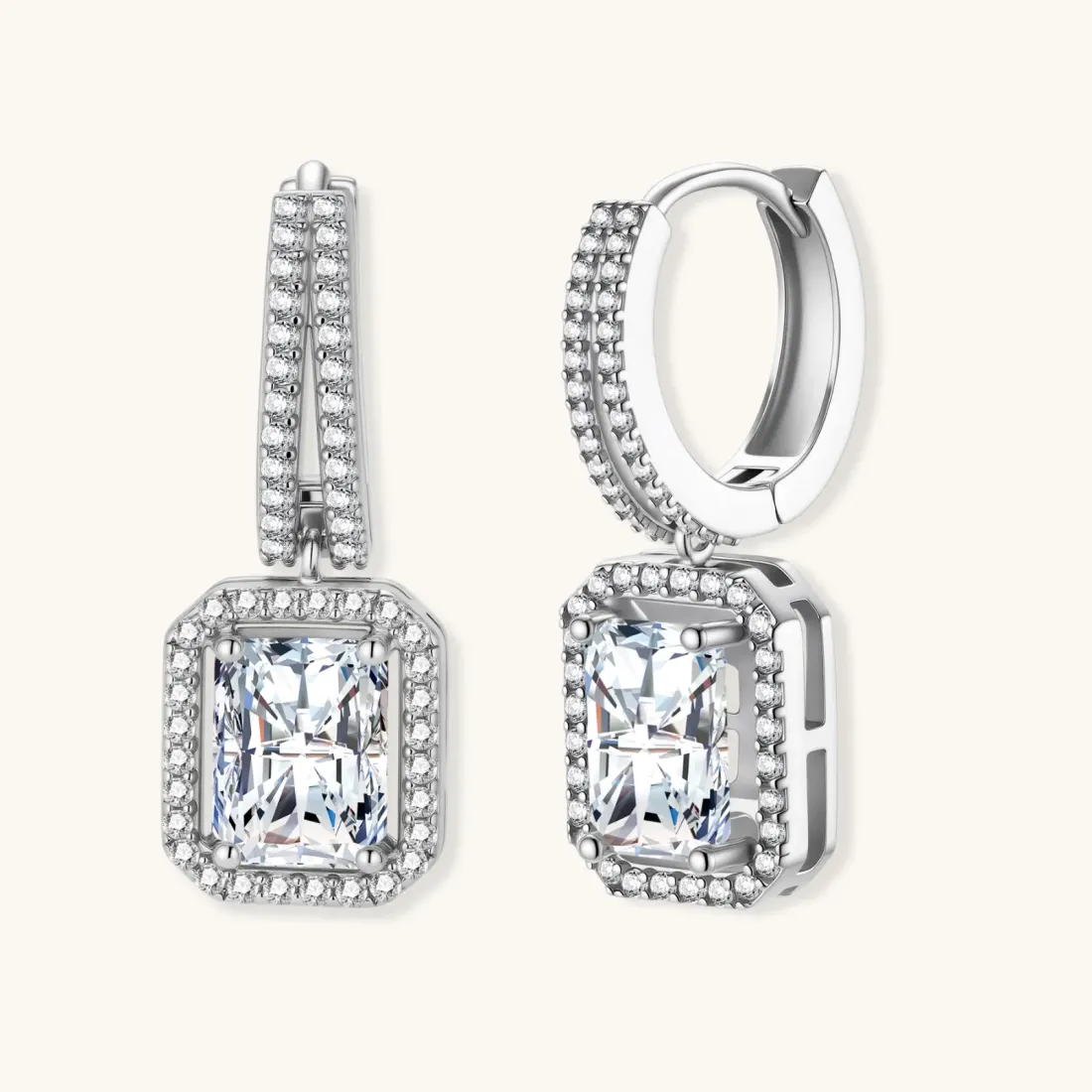 Emerald Cut Moissanite Drops, 1 Ct Gift for Her