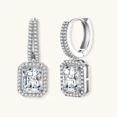 Emerald Cut Moissanite Drops, 1 Ct Gift for Her thumbnail 1